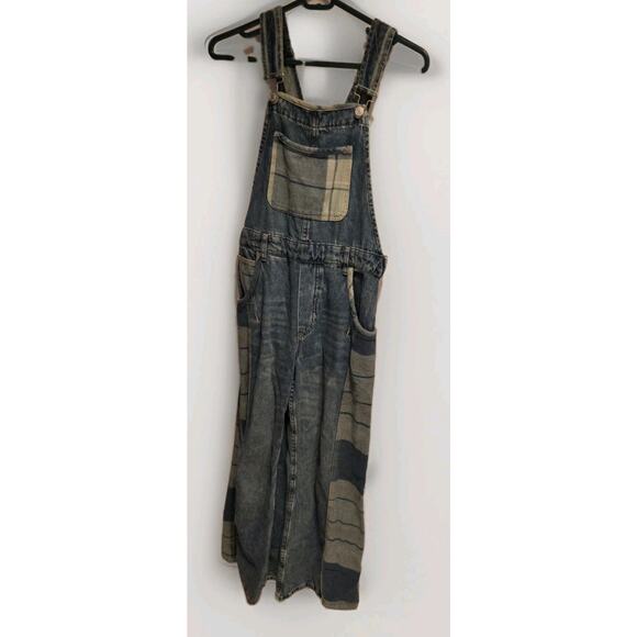 Free People Patchwork Denim Overalls Sz Xsmall - Picture 4 of 8
